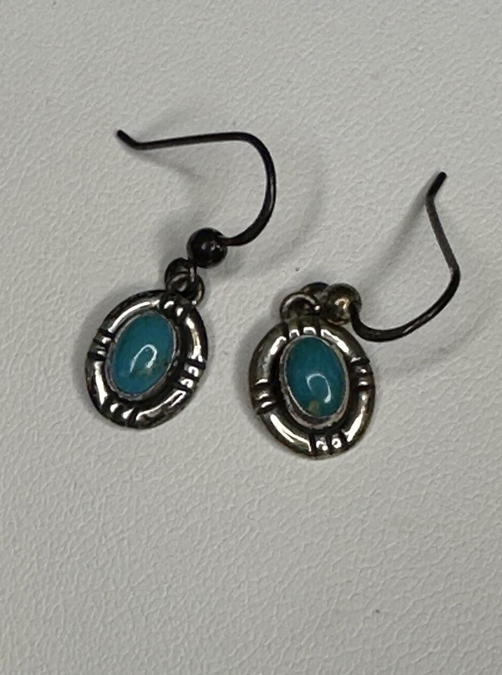 Vintage Desbah Bengay Signed Sterling Silver And Turquoise Earrings - Navajo